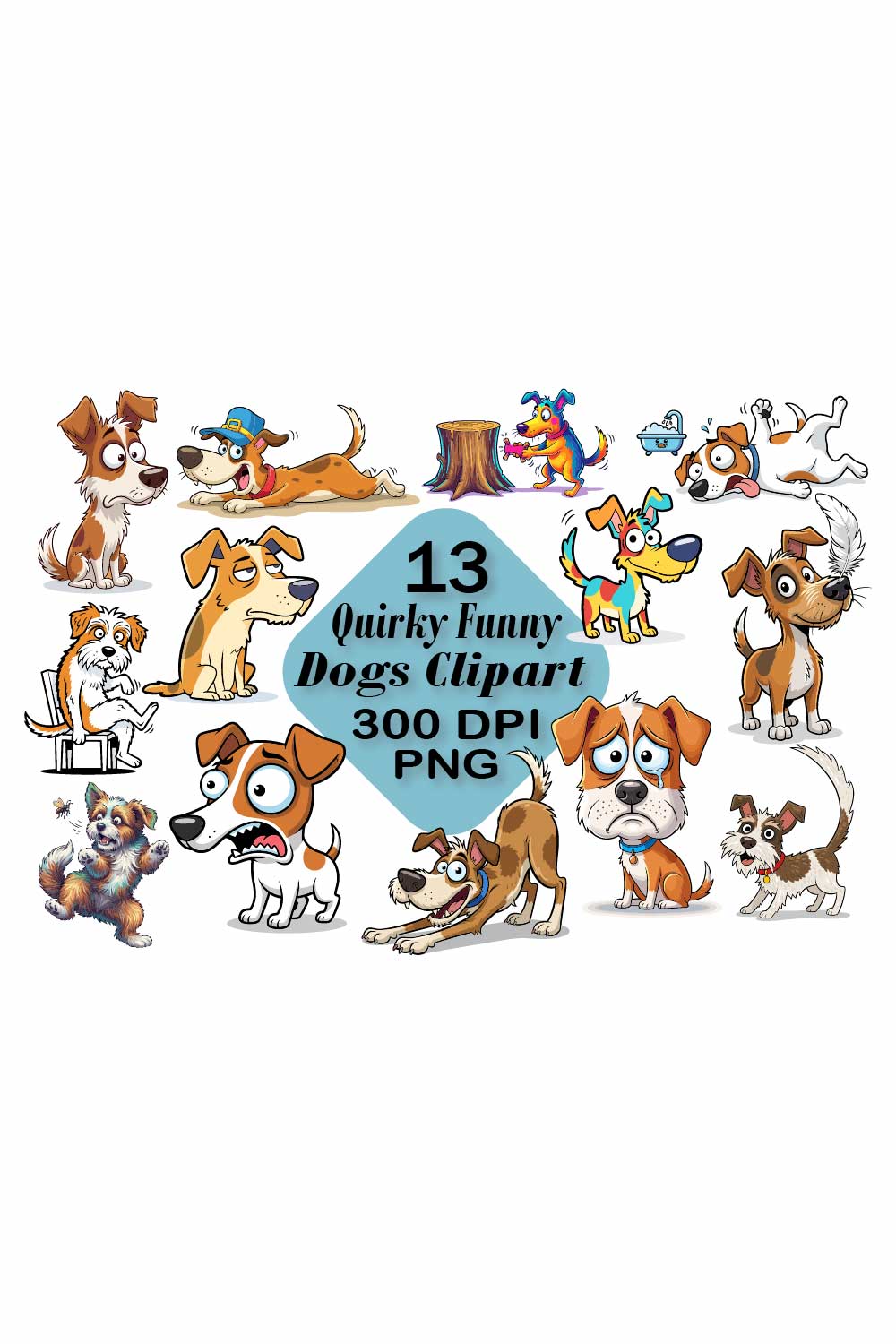 Funny Dog Clipart Sublimation PNG pinterest preview image.
