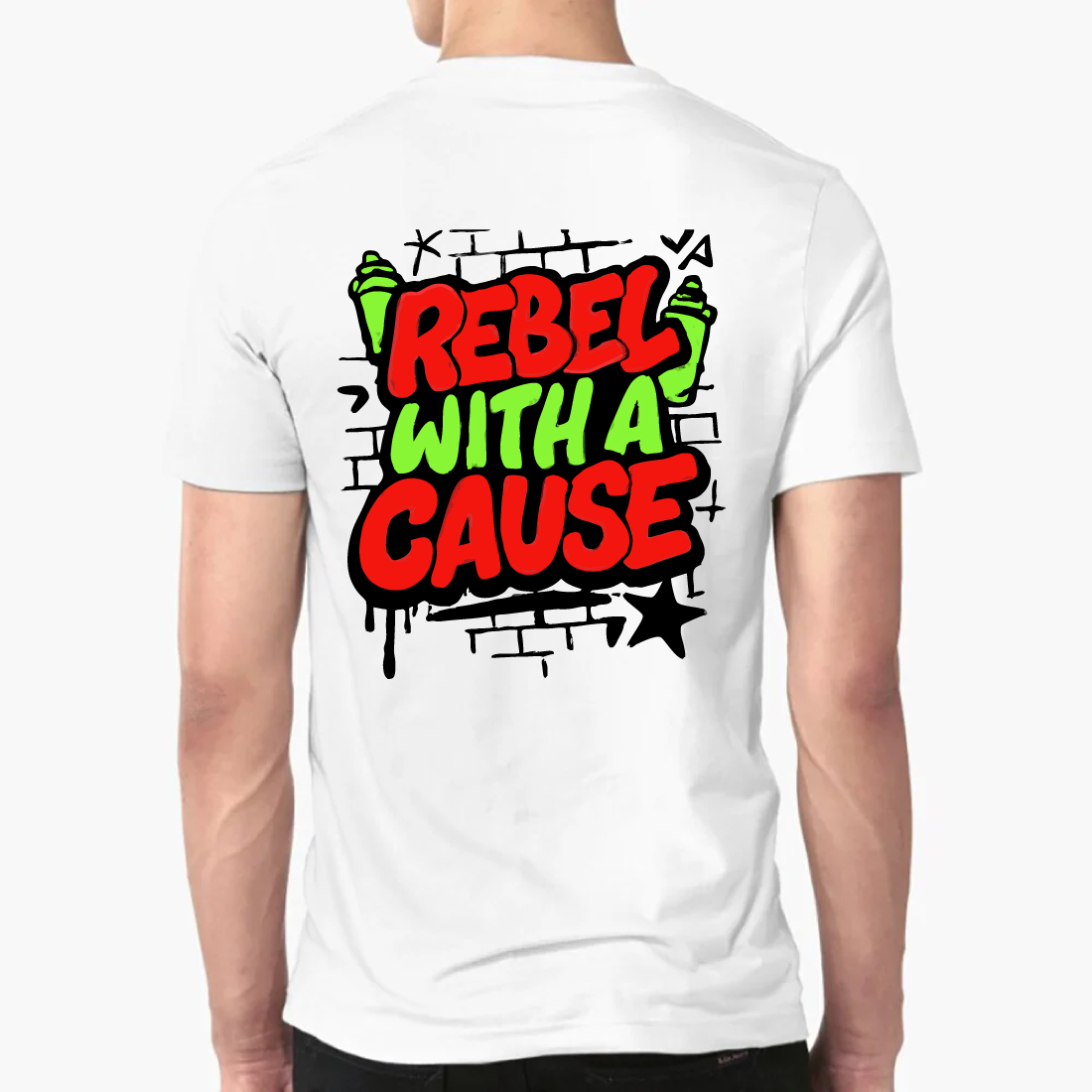 Rebel With A Cause Street Art Graffiti T-Shirt preview image.