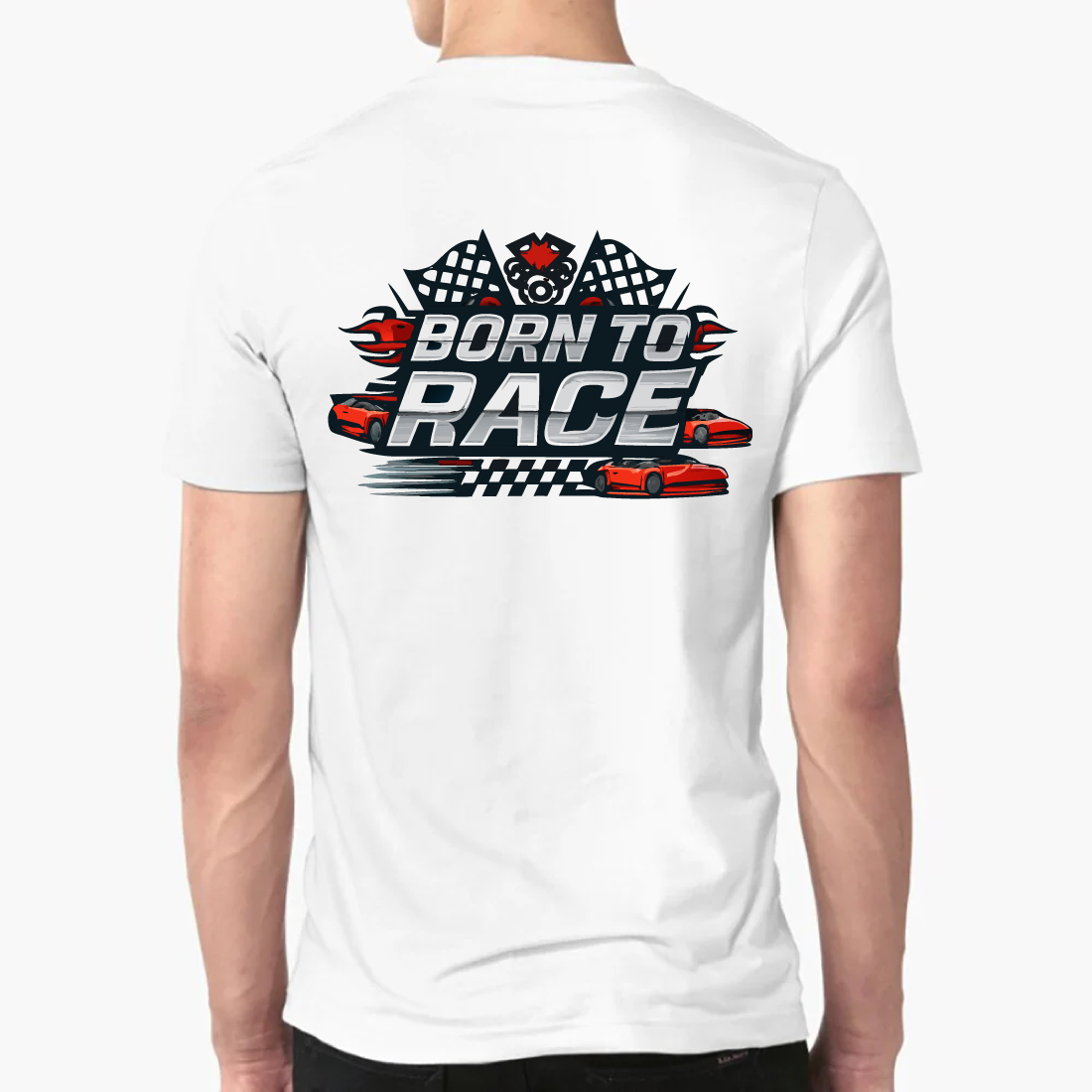 Born To Race Car Racing Checkered Flag T-Shirt preview image.