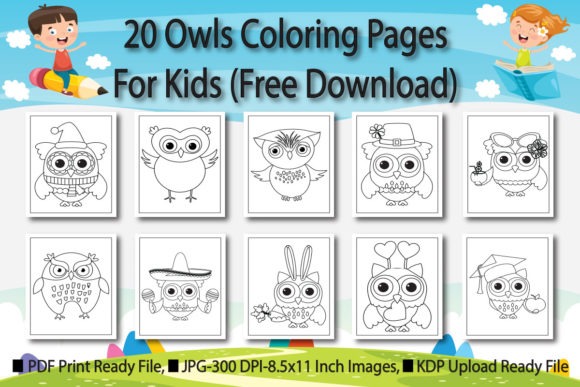 20 owls coloring book pages for 224