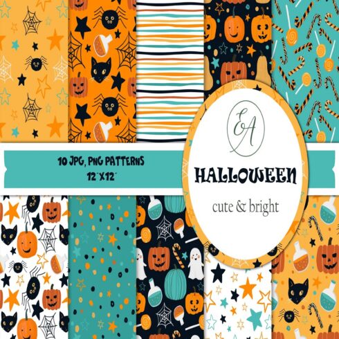 Halloween Digital Paper Spooky Scrapbook Paper pattern cover image.