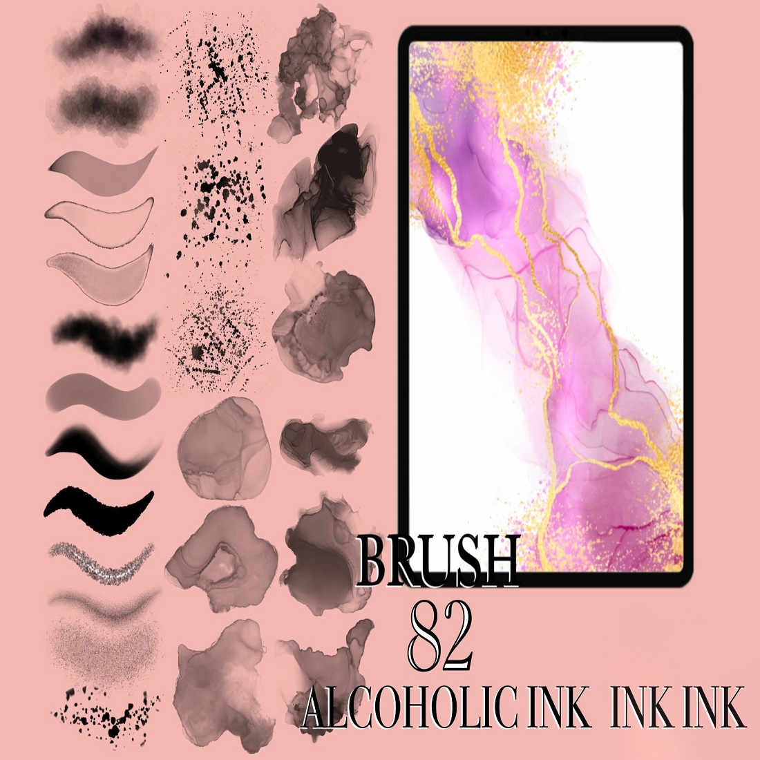 Procreate alcoholic ink brushes cover image.