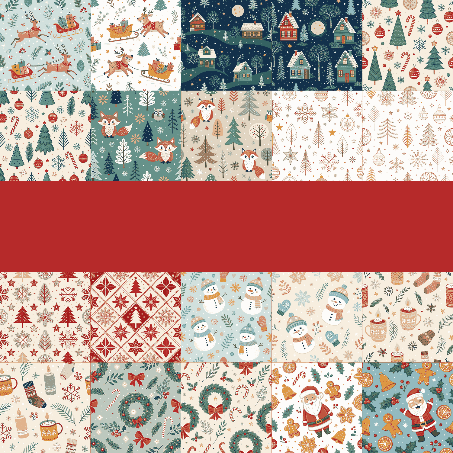 20 Christmas Seamless Patterns preview image.