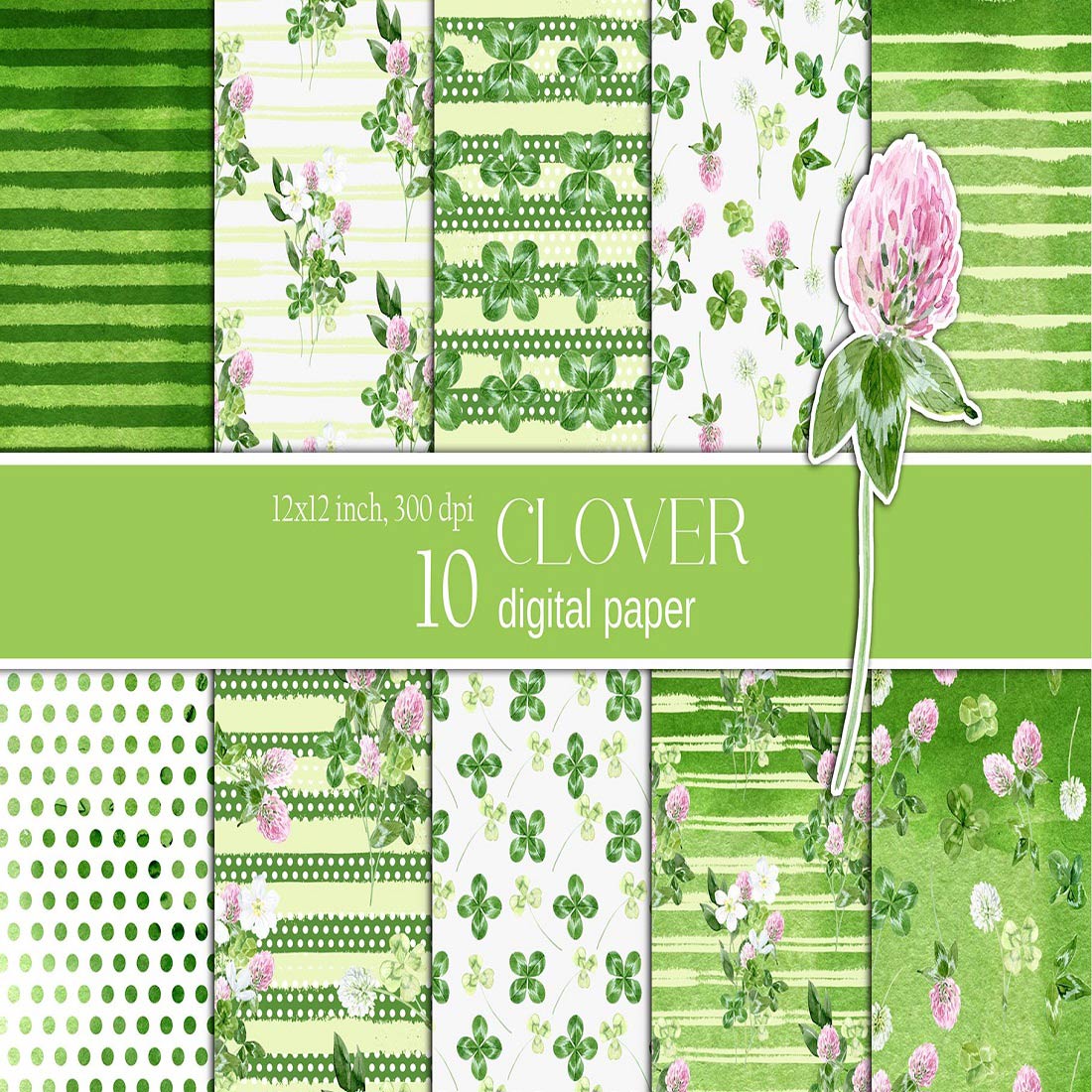 33 watercolor st patricks day digital paper shamrock paper 125