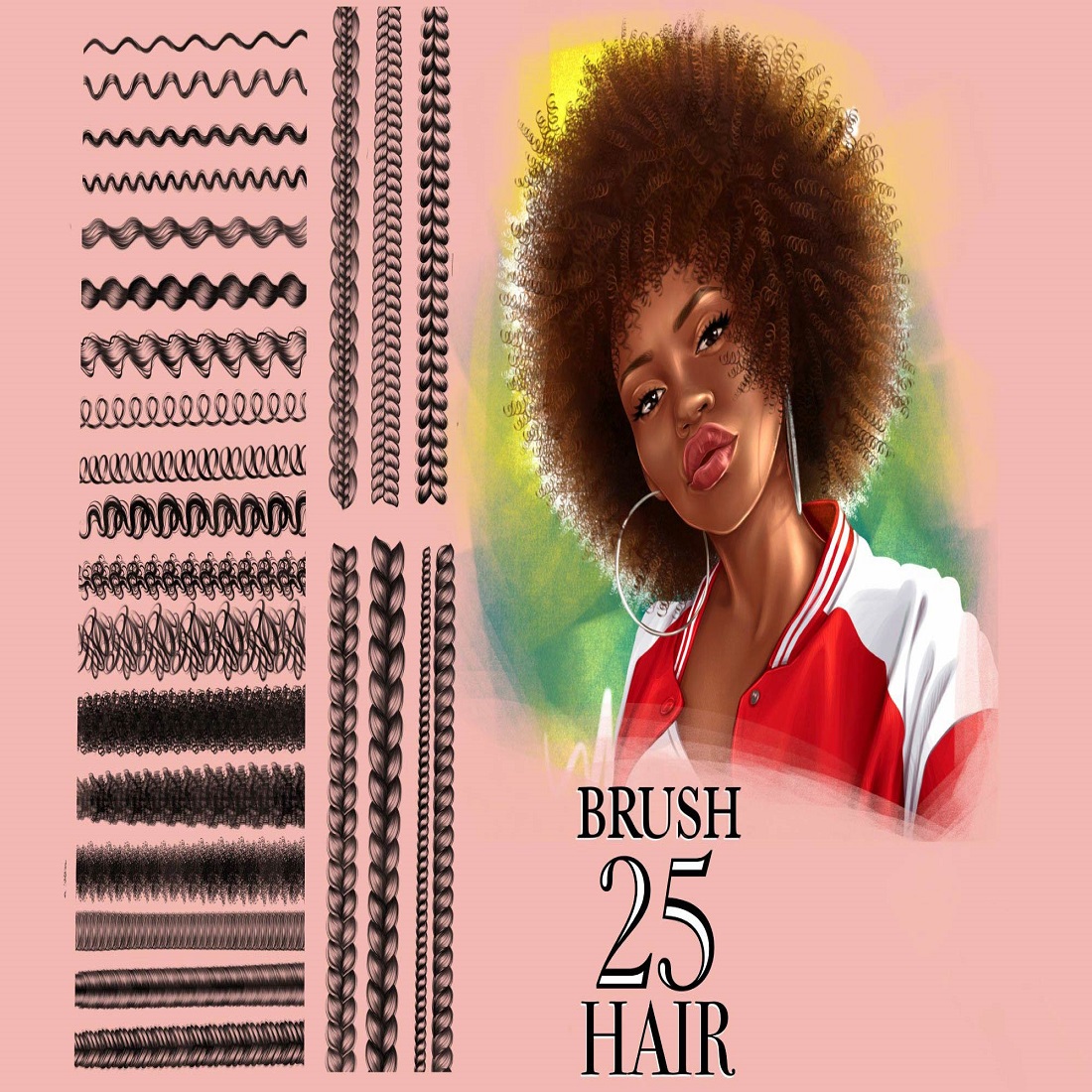 35 procreate brush afro curly hair and pigtails.jpg 380