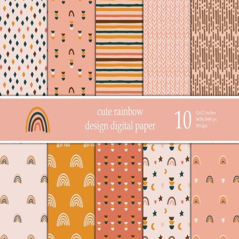 Cute Baby Boho Pattern Digital paper pack cover image.