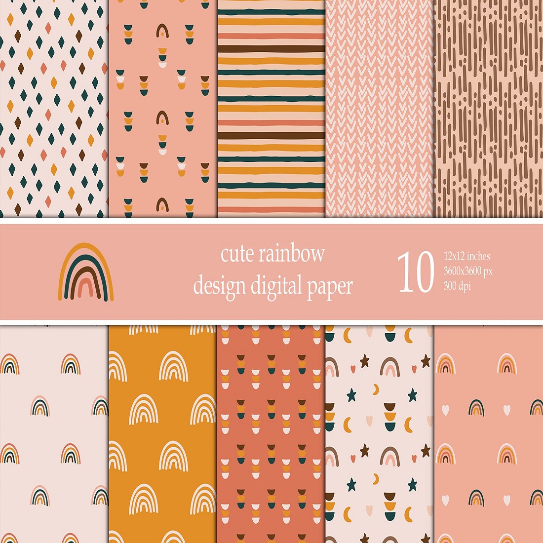 37 cute baby boho pattern digital paper pack 927