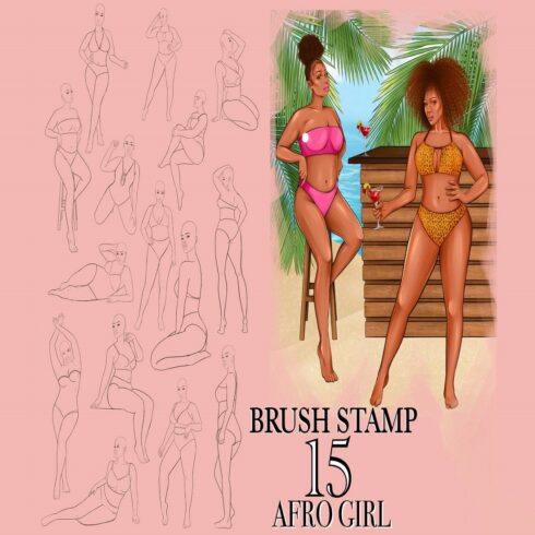 Procreate figure stamps, Afro Girl Procreate stampsjpg cover image.