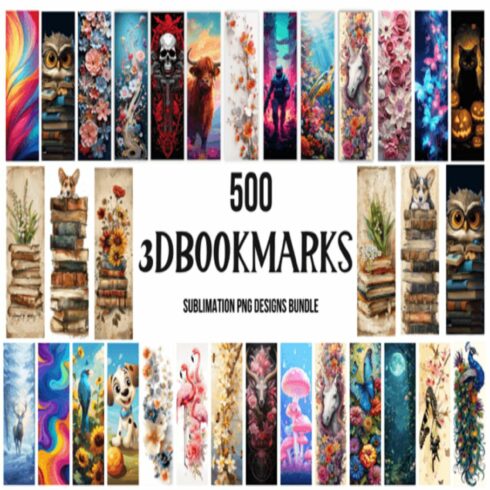3D Bookmarks Mega Bundle PNG cover image.