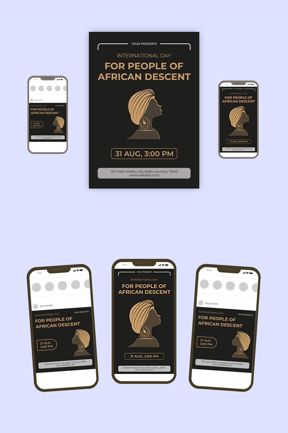 International Day for People of African Descent Flyer Set pinterest preview image.