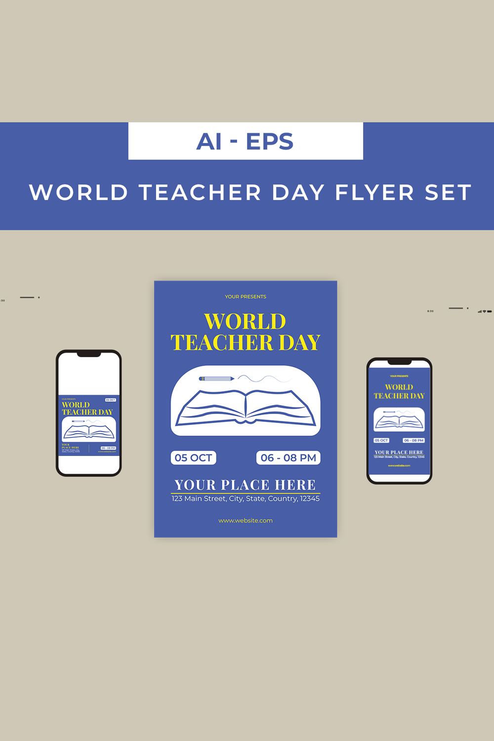 World Teacher Day Flyer Set pinterest preview image.