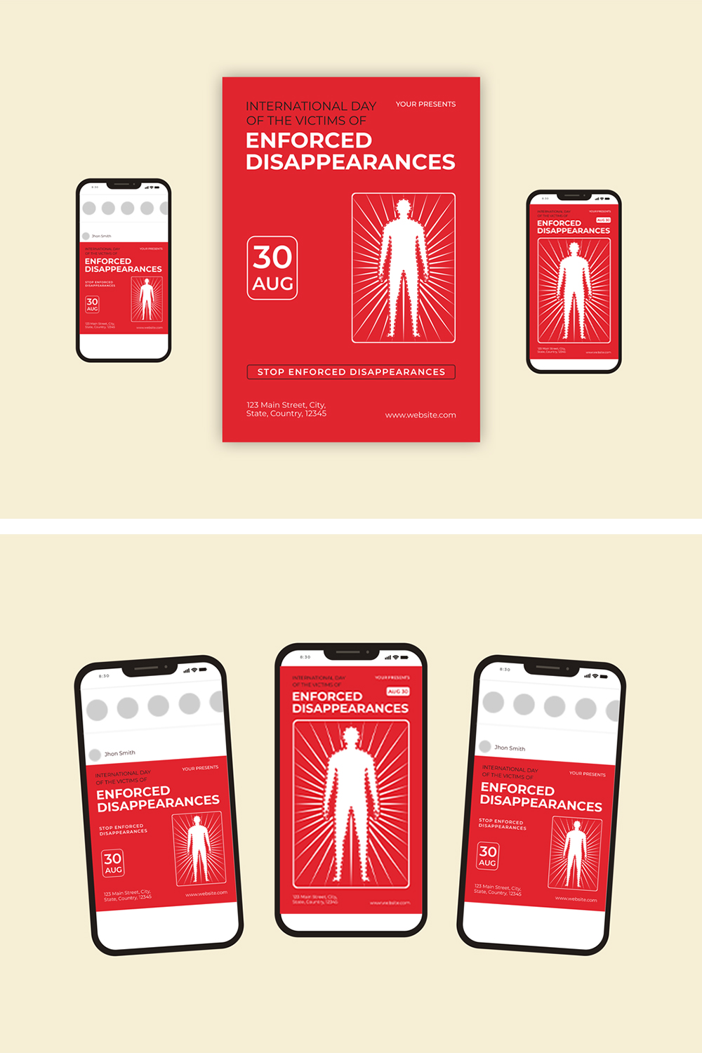 International Day of the Victims of Enforced Disappearances Flyer Set pinterest preview image.