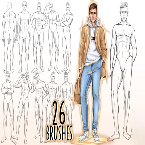 Procreate figure stamps, MAN Procreate stamps cover image.