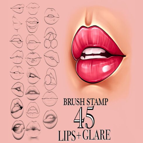 Procreate lips brushes stamps cover image.