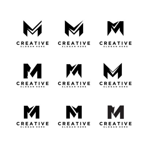 Set of letter m design vector, initial m symbol cover image.