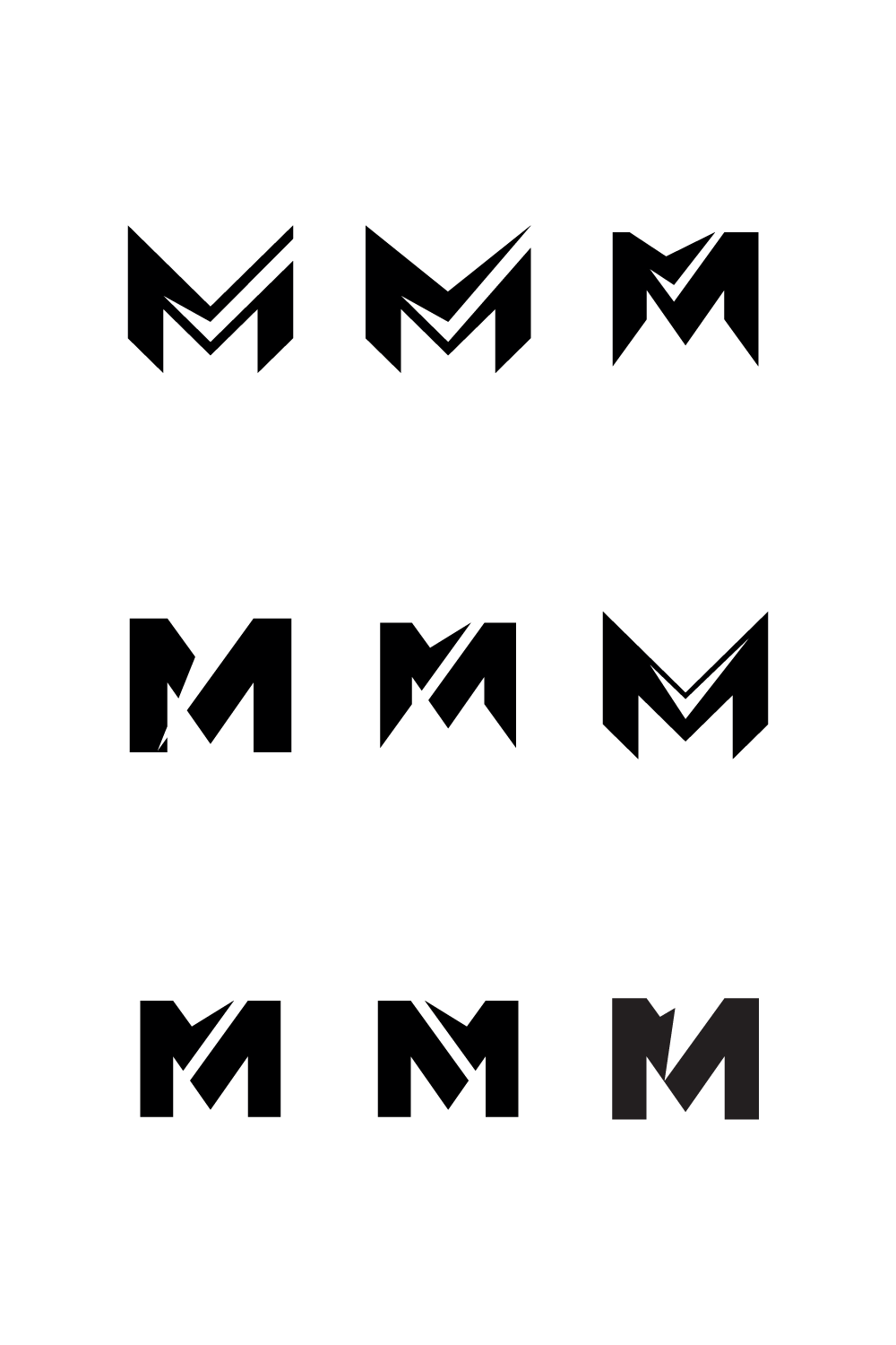 Set of letter m design vector, initial m symbol pinterest preview image.