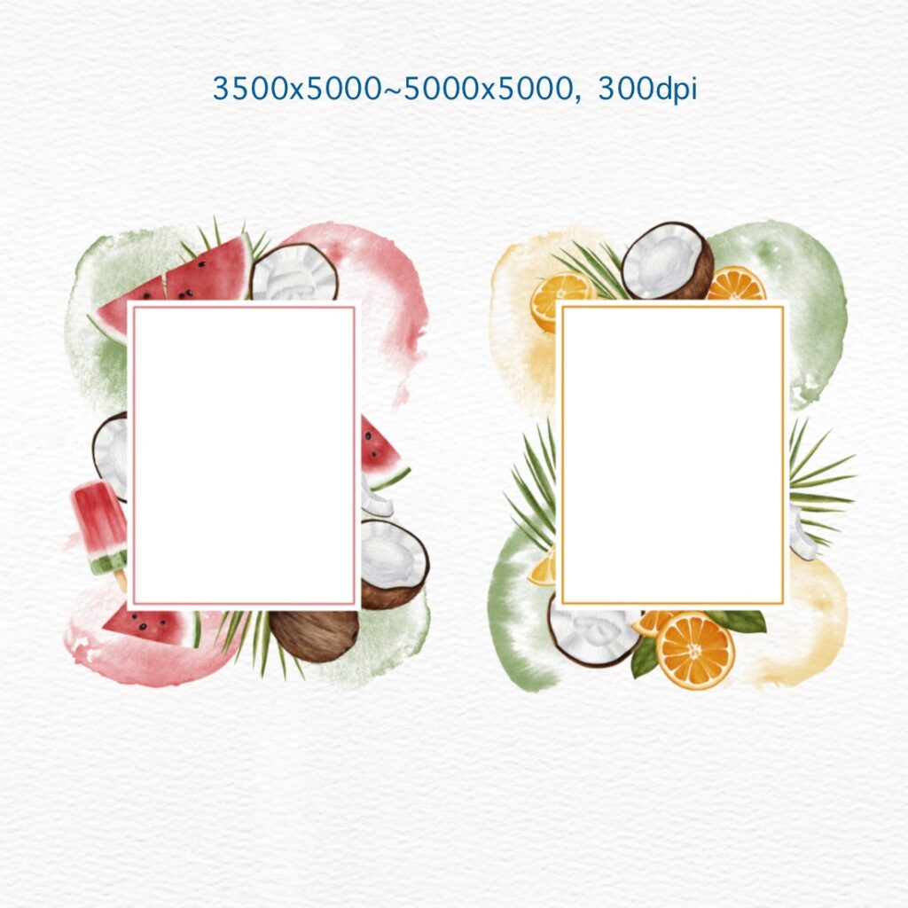 Tropical Summer Brush & Stamp Set for Procreate – Watercolor Clip Art ...