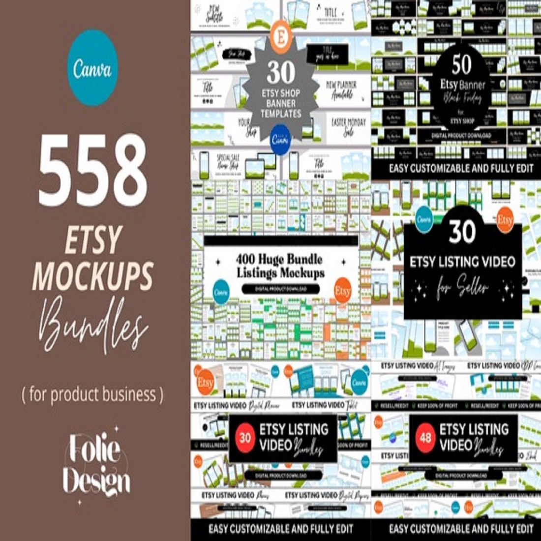 558 Etsy Mockups Templates Bundle preview image.