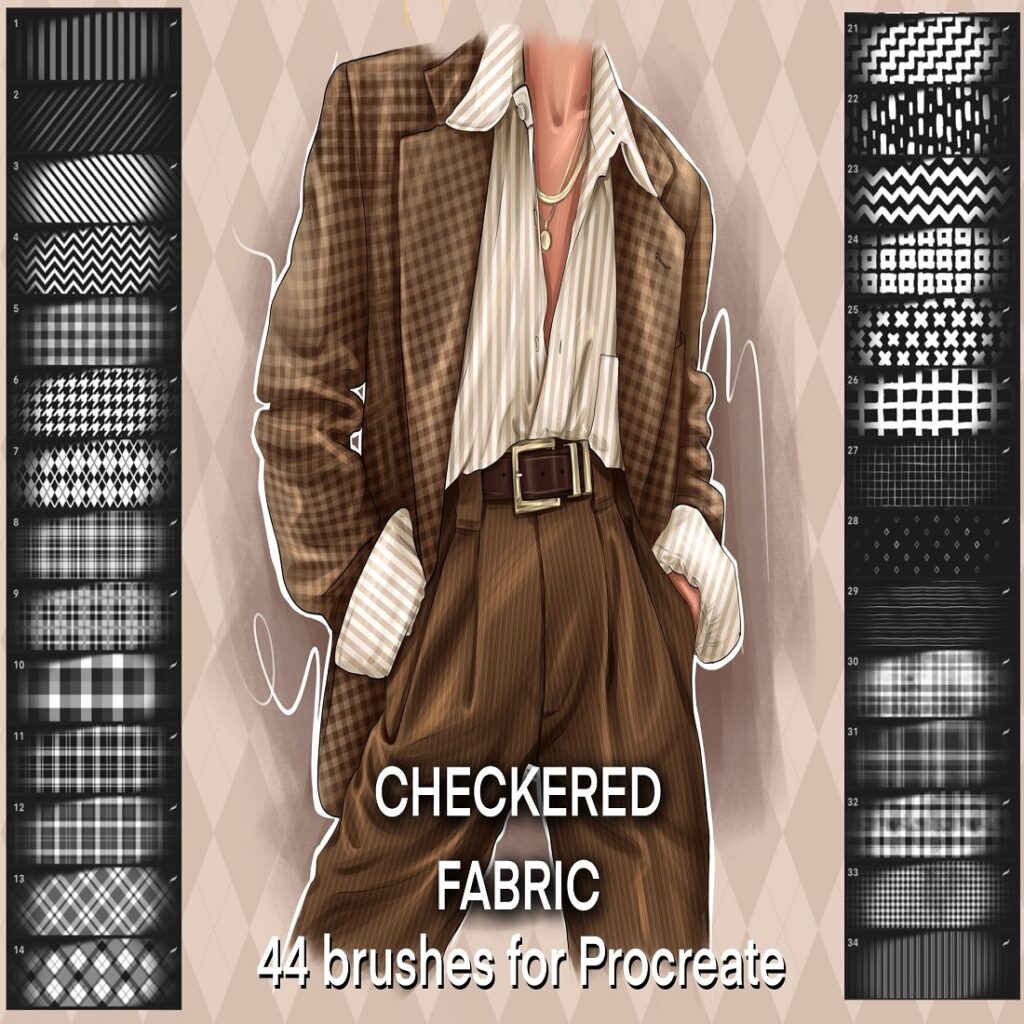 Texture brushes for Procreate checkered fabrica - MasterBundles