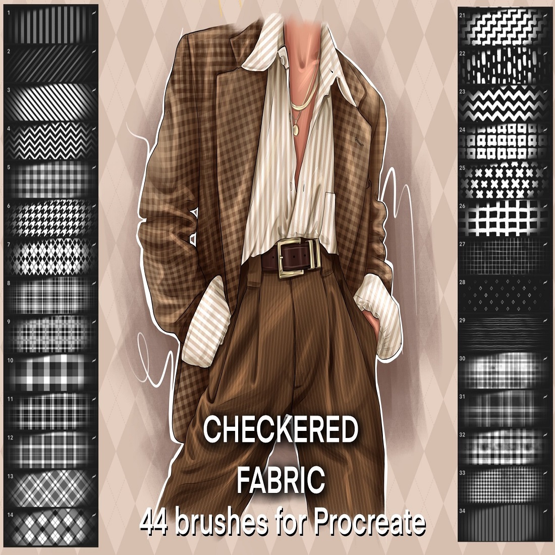 6 texture brushes for procreate checkered fabrica 53