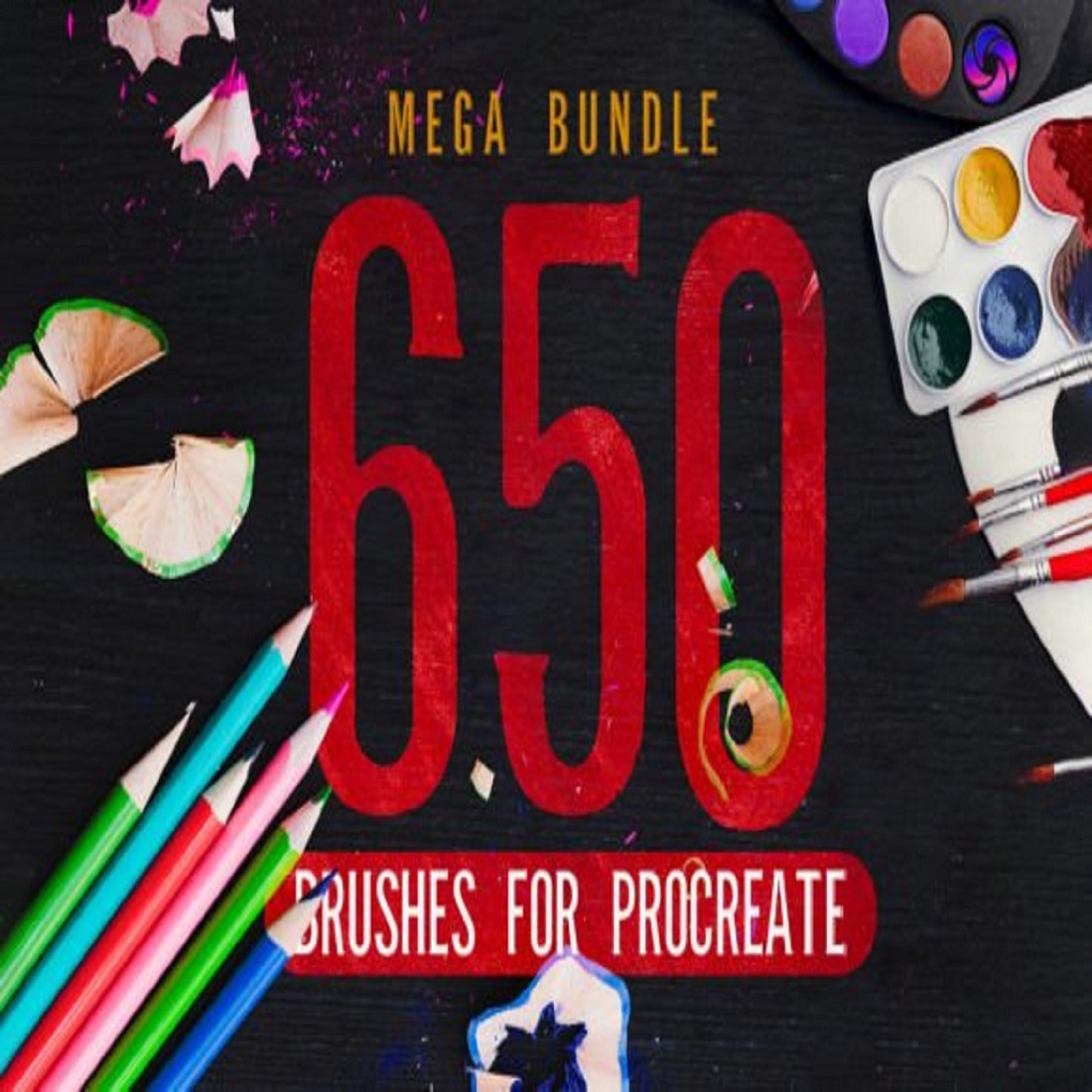 650 Procreate Brushes Mega Bundle preview image.