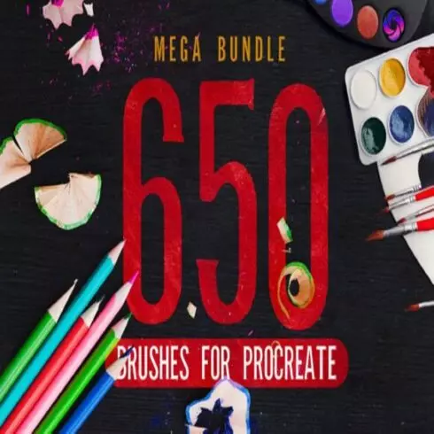 650 Procreate Brushes Mega Bundle cover image.