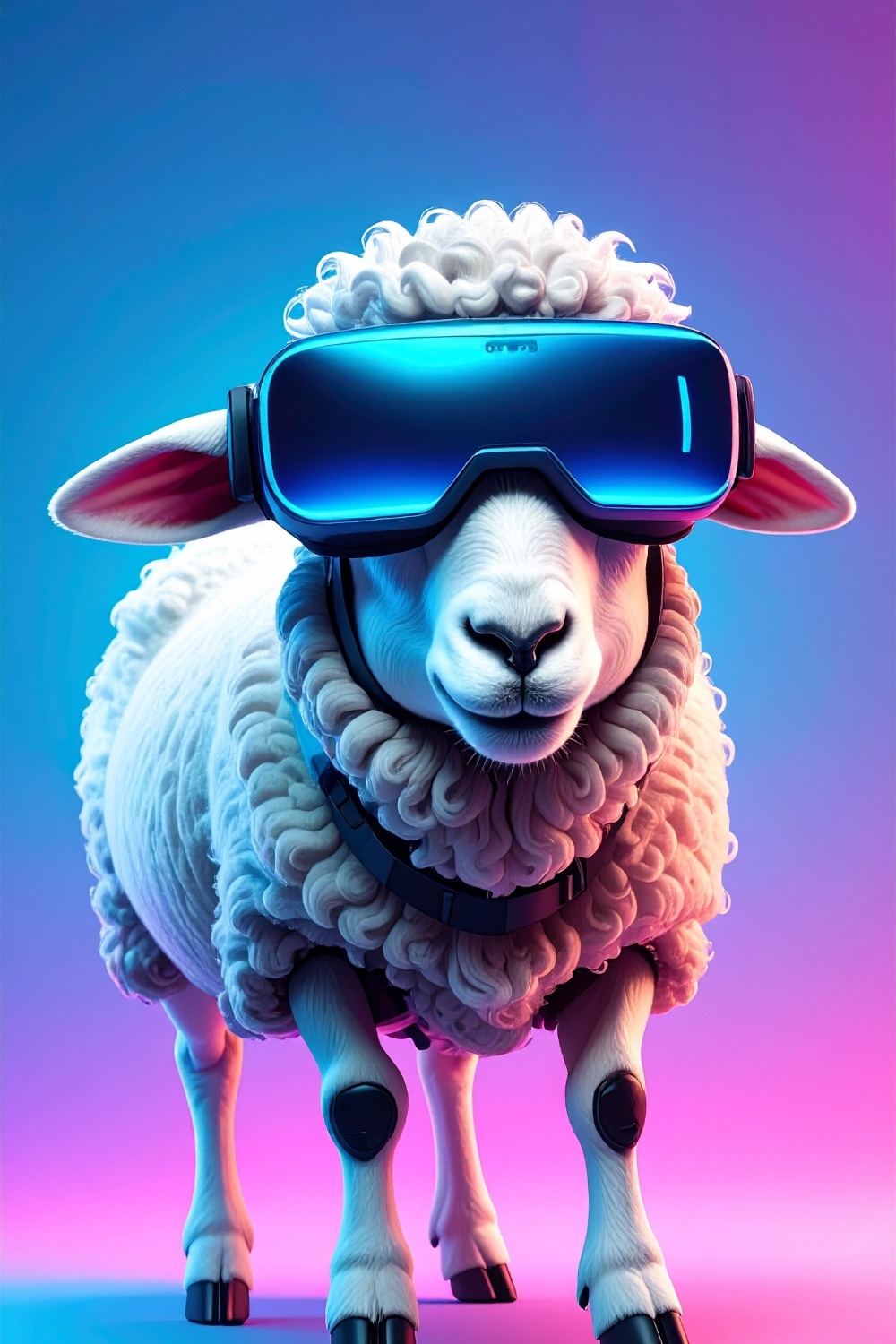 Futuristic Kangaroo with White VR Goggles – Tech-Inspired Digital Illustration pinterest preview image.