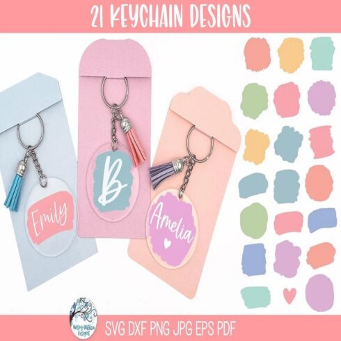 Paint Brush Stroke Keychains SVG Bundle cover image.