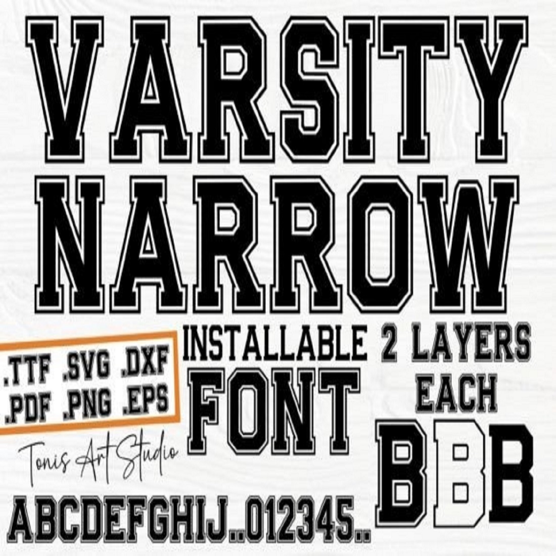 Varsity Narrow Font preview image.