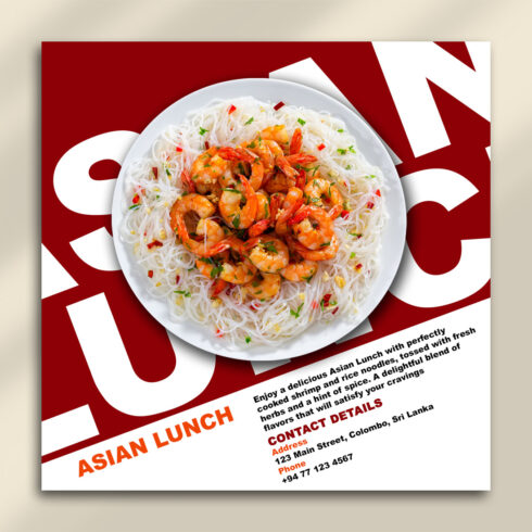 Asian Lunch PSD Template | Modern Food Poster Design cover image.