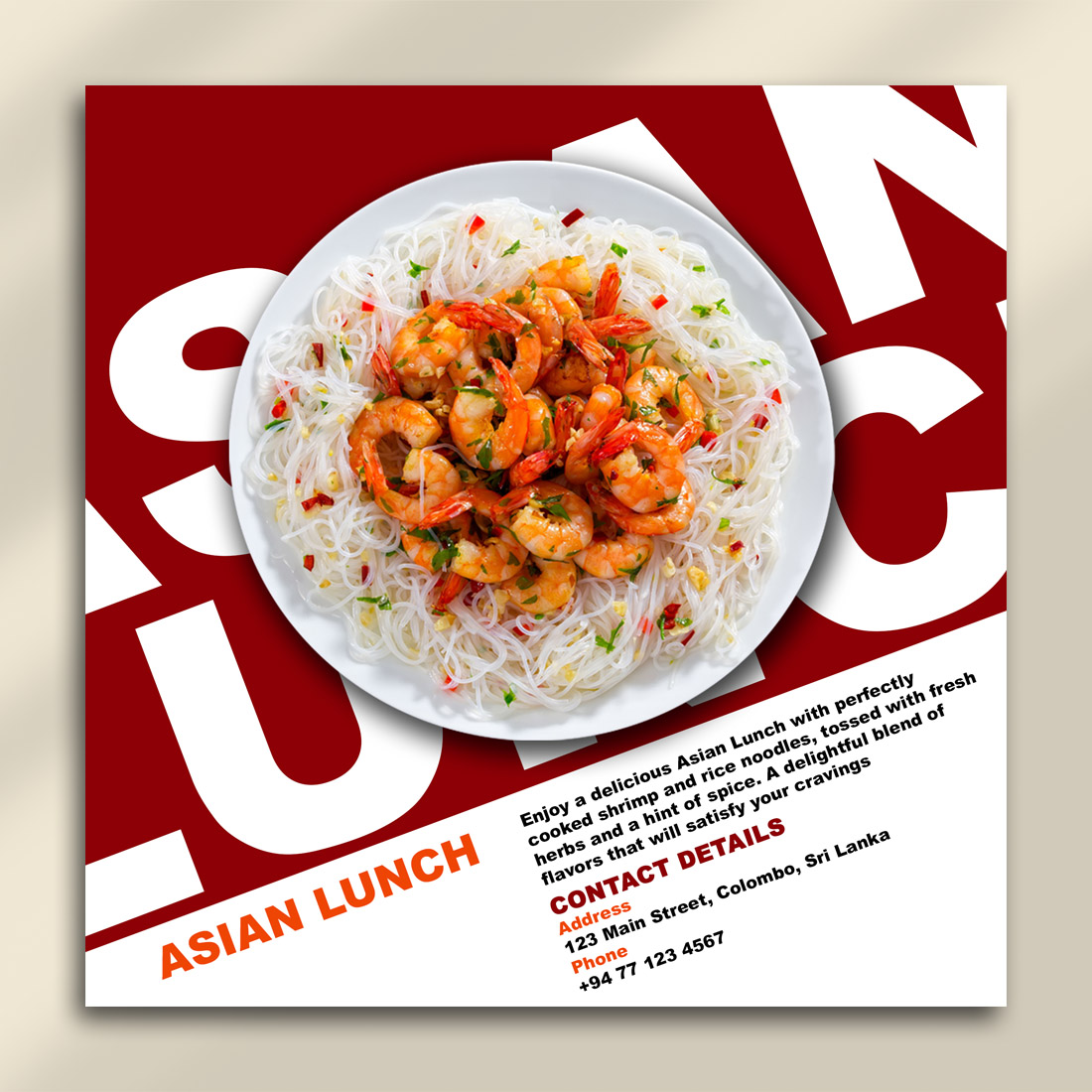 Asian Lunch PSD Template | Modern Food Poster Design cover image.