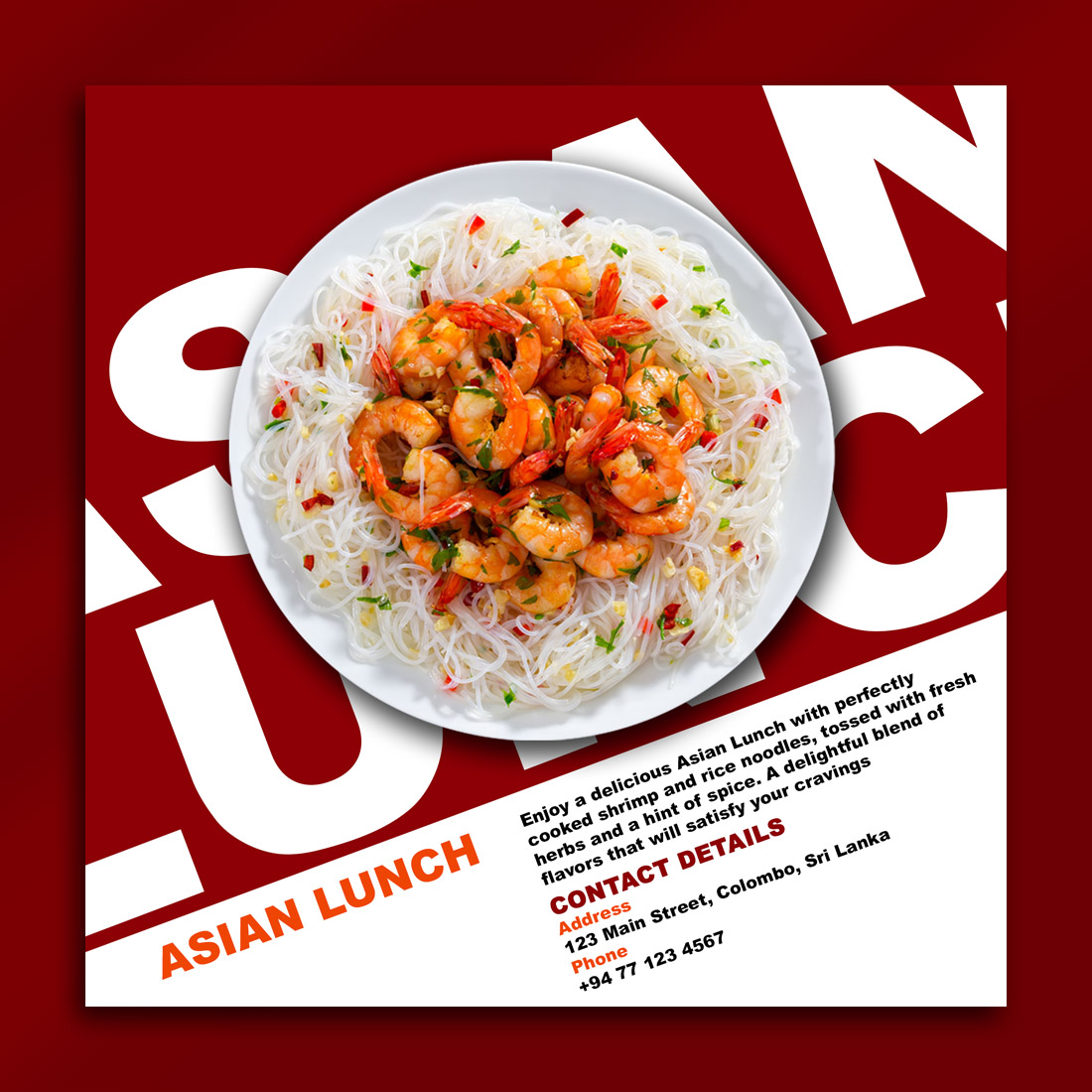 Asian Lunch PSD Template | Modern Food Poster Design preview image.
