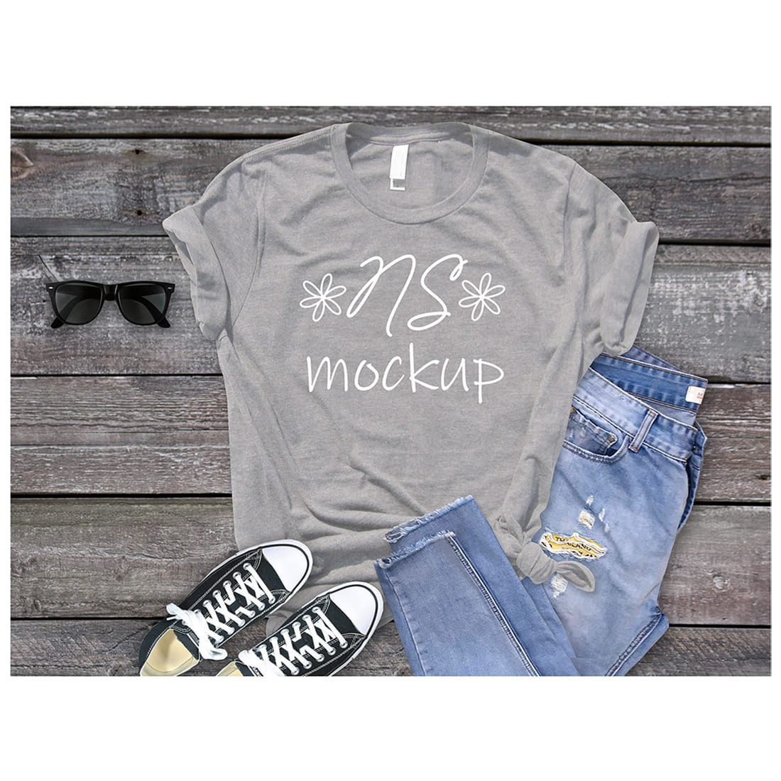 Bella Canvas 3001 T-shirt Mockup AHLETIC HEATHER preview image.