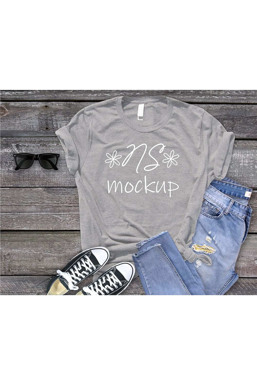 Bella Canvas 3001 T-shirt Mockup AHLETIC HEATHER pinterest preview image.