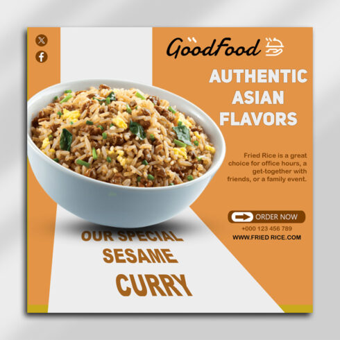 Authentic Asian Food Social Media PSD Template – Fried Rice & Curry Ad Design cover image.