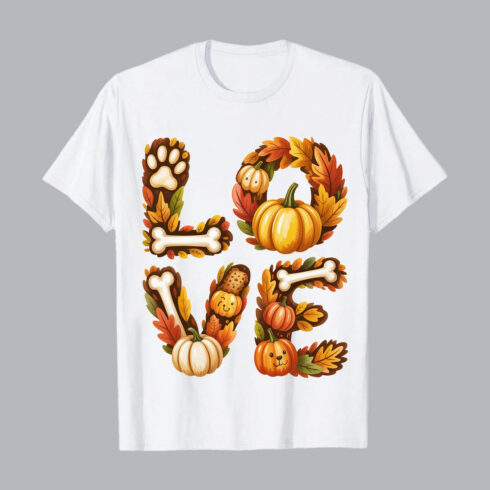 Autumn dog paw bone pumpkin leaves paw print Autumn day PNG T shirt Design T shirt PNG File cover image.