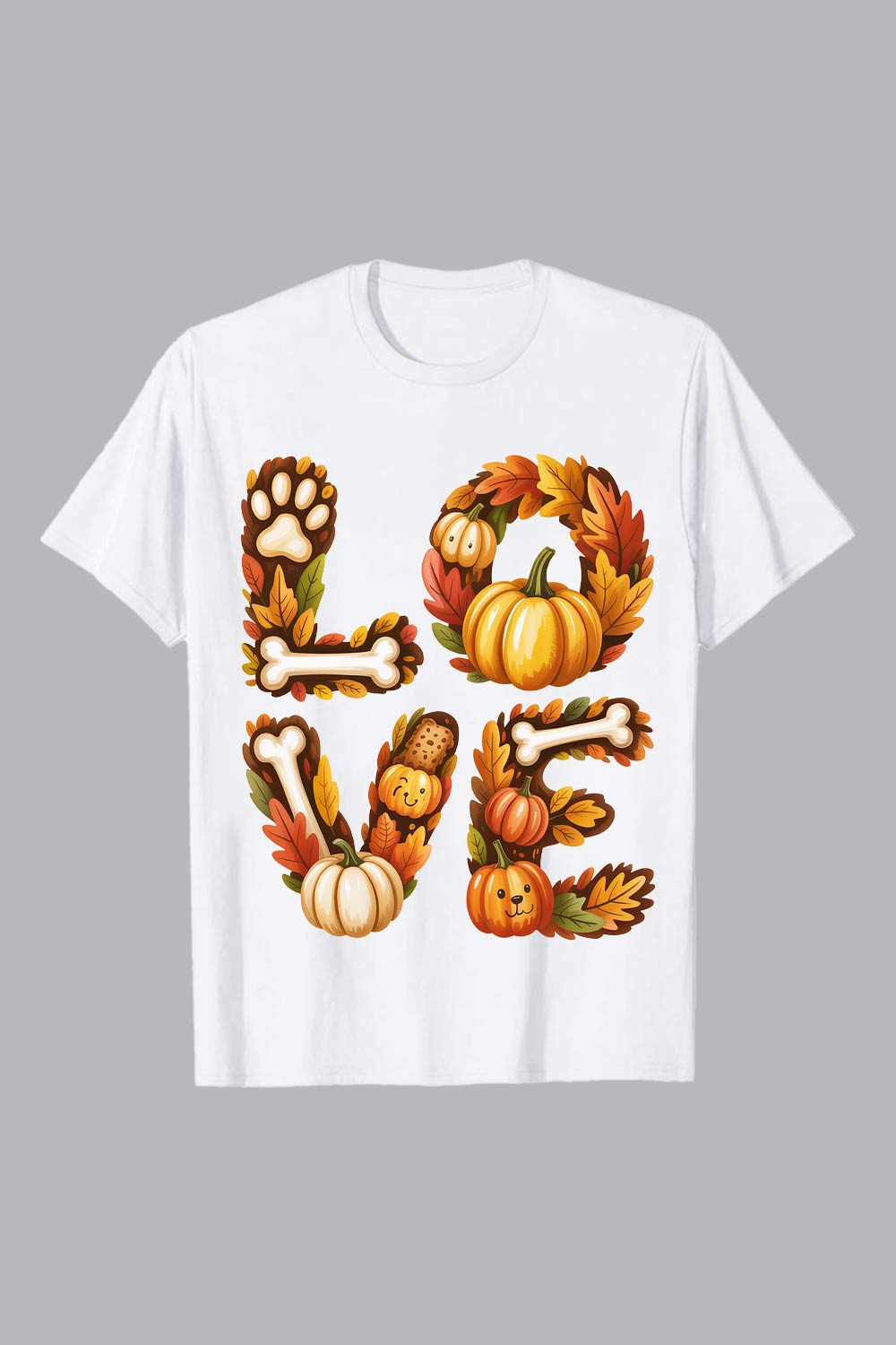 Autumn dog paw bone pumpkin leaves paw print Autumn day PNG T shirt Design T shirt PNG File pinterest preview image.