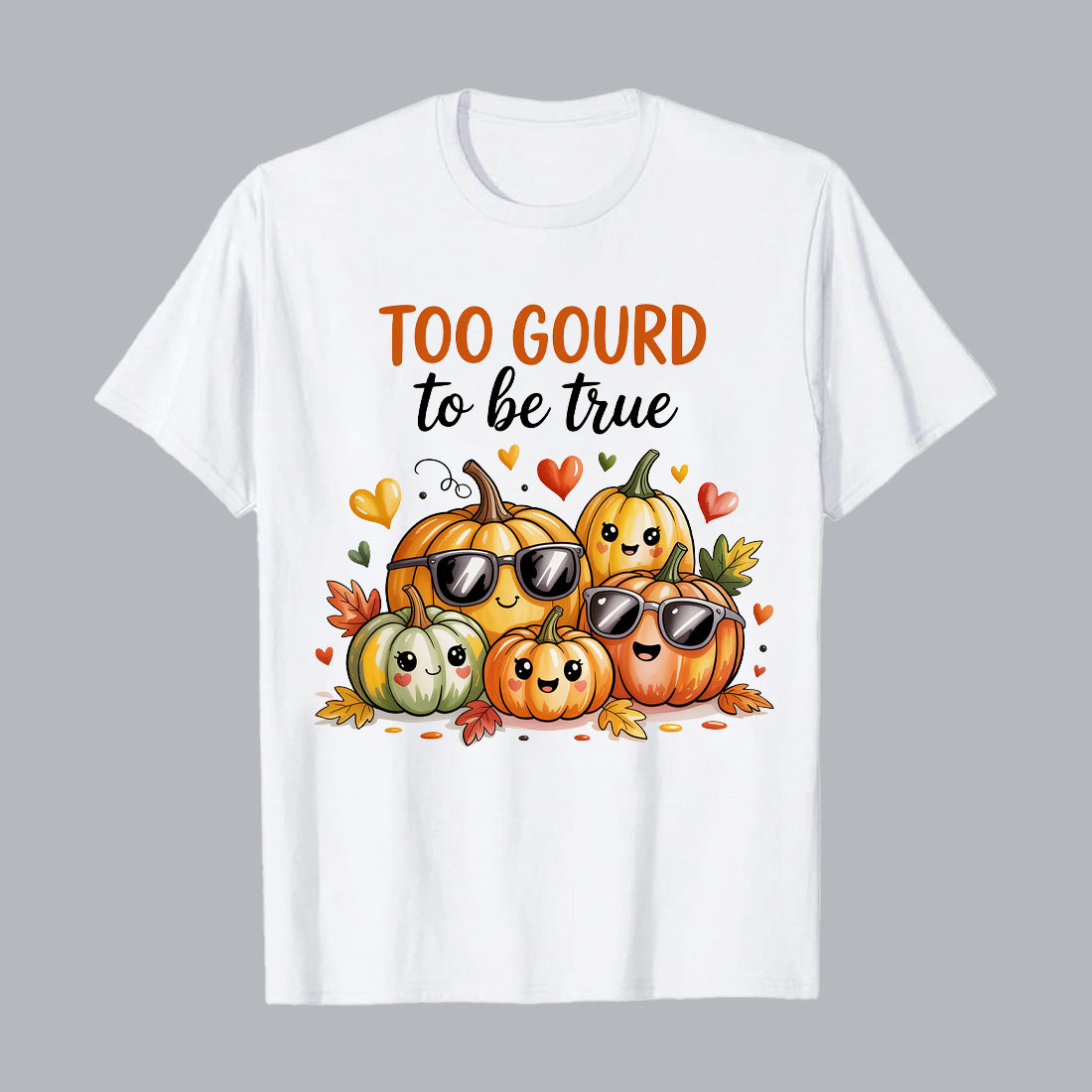 2 design Happy pumpkins wearing sunglasses and hearts gourds Halloween day PNG T shirt Design T shirt PNG File cover image.