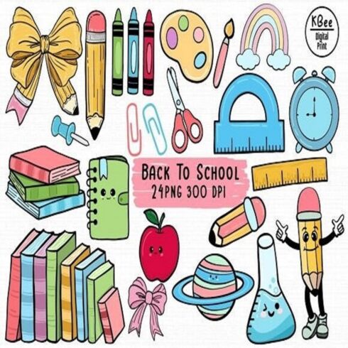 Back to School Png, Retro School Clipart cover image.