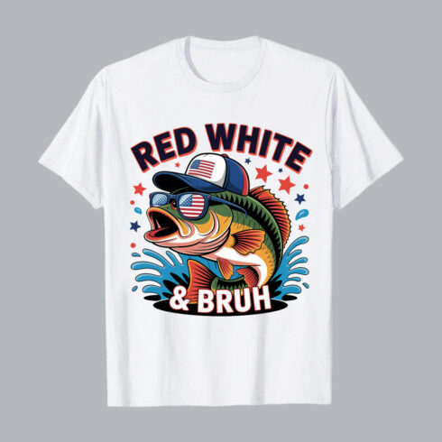 Patriotic bass fish sunglasses hat american flag PNG T shirt Design T shirt PNG File cover image.