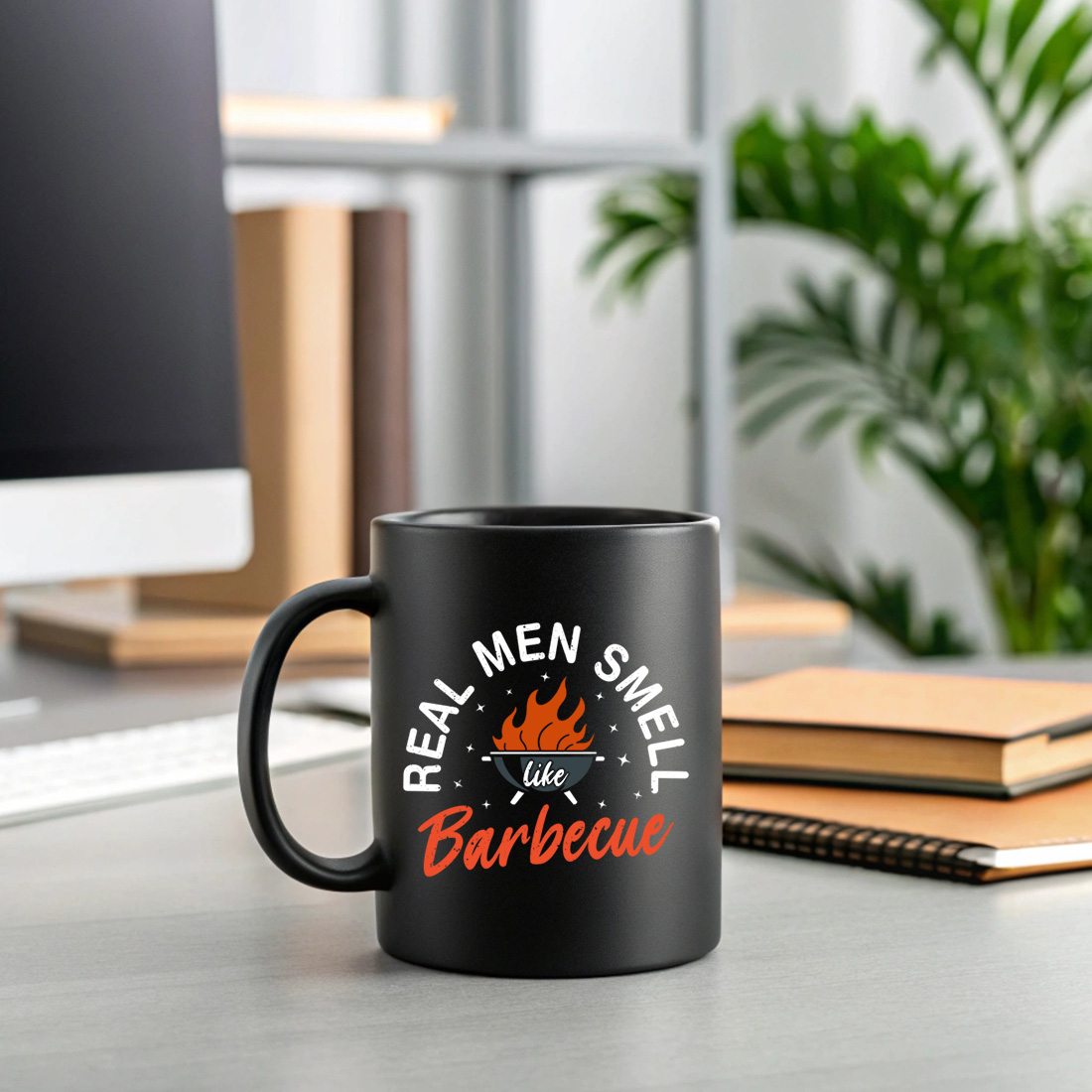 bbq fire pit design with humorous text – perfect for barbecue lovers and pitmasters. bbq graphic design. 2 black mug mock up 25