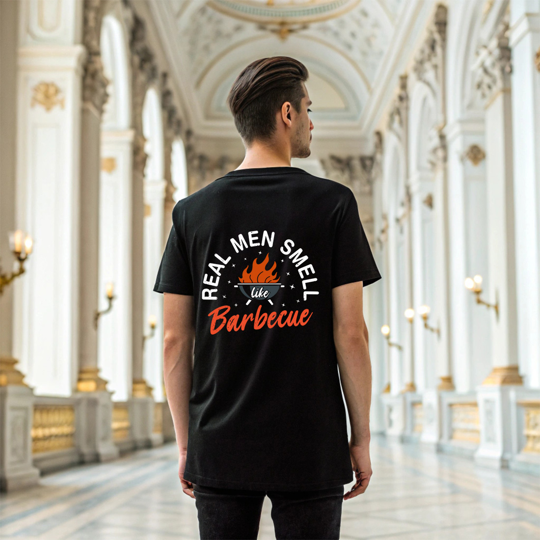 bbq fire pit design with humorous text – perfect for barbecue lovers and pitmasters. bbq graphic design. 6 black t shirt mock up 631