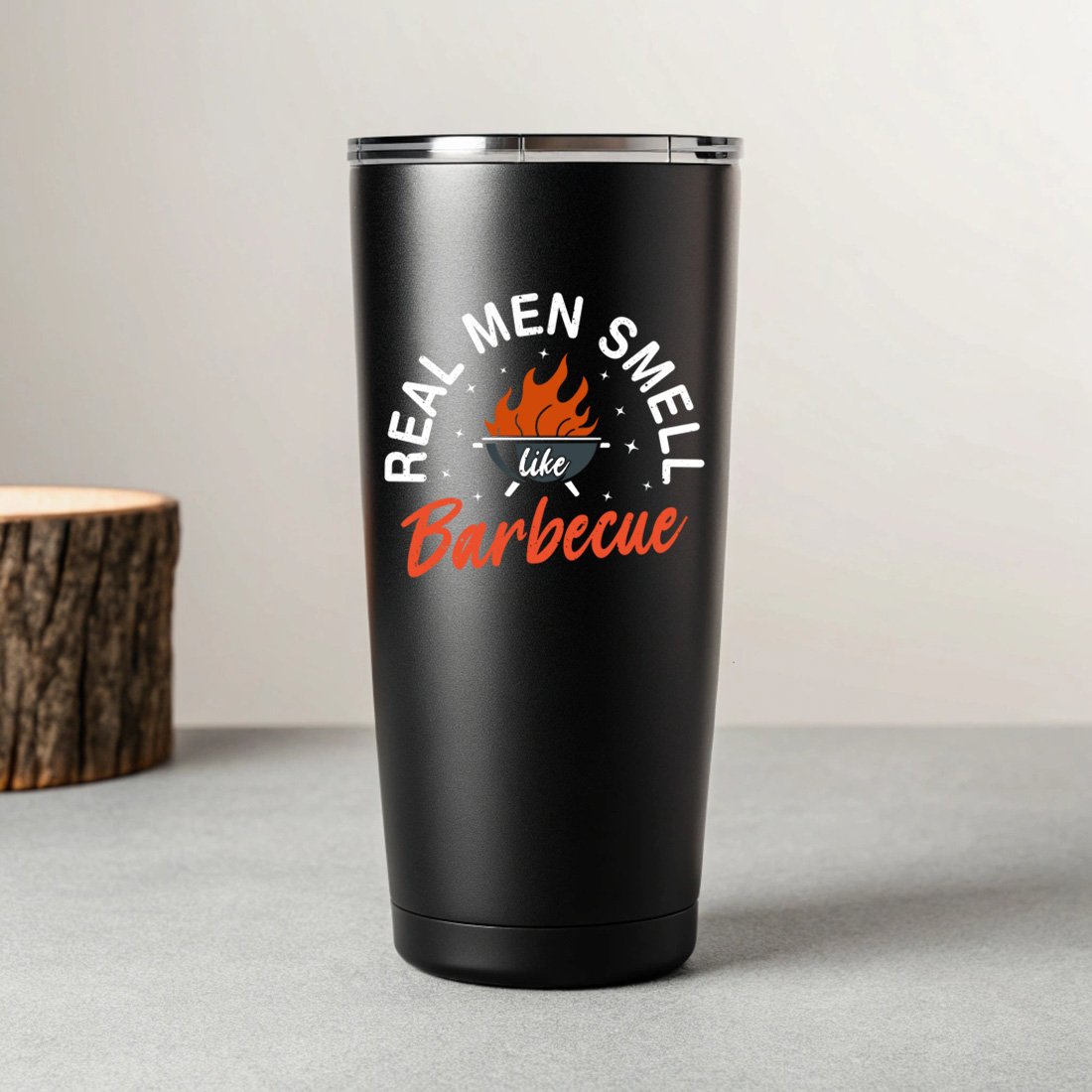 bbq fire pit design with humorous text – perfect for barbecue lovers and pitmasters. bbq graphic design. 8 black tumblers mockup 846