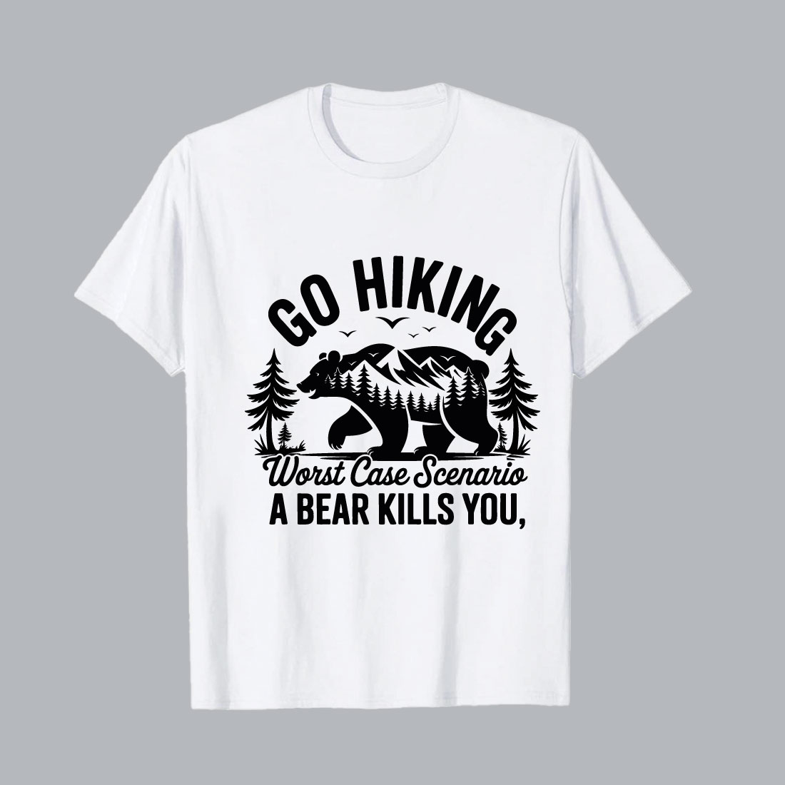 bear hiking adventure graphic on white t shirt mountains 961