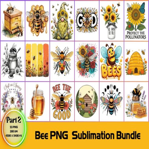 Bee PNG Sublimation Bundle cover image.