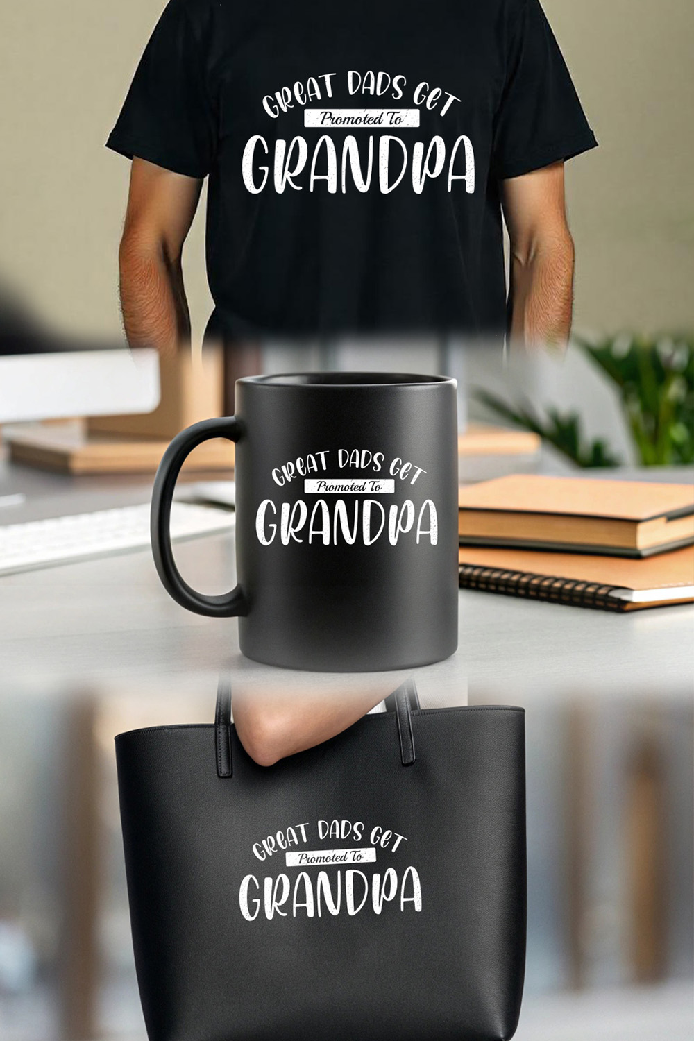 great dads get promoted to grandpa vintage quote design for gifts and apparel Graphic Design pinterest preview image.