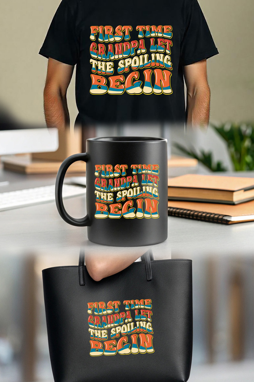 cute first time grandpa design with bold retro text perfect for baby announcement Graphic Design pinterest preview image.