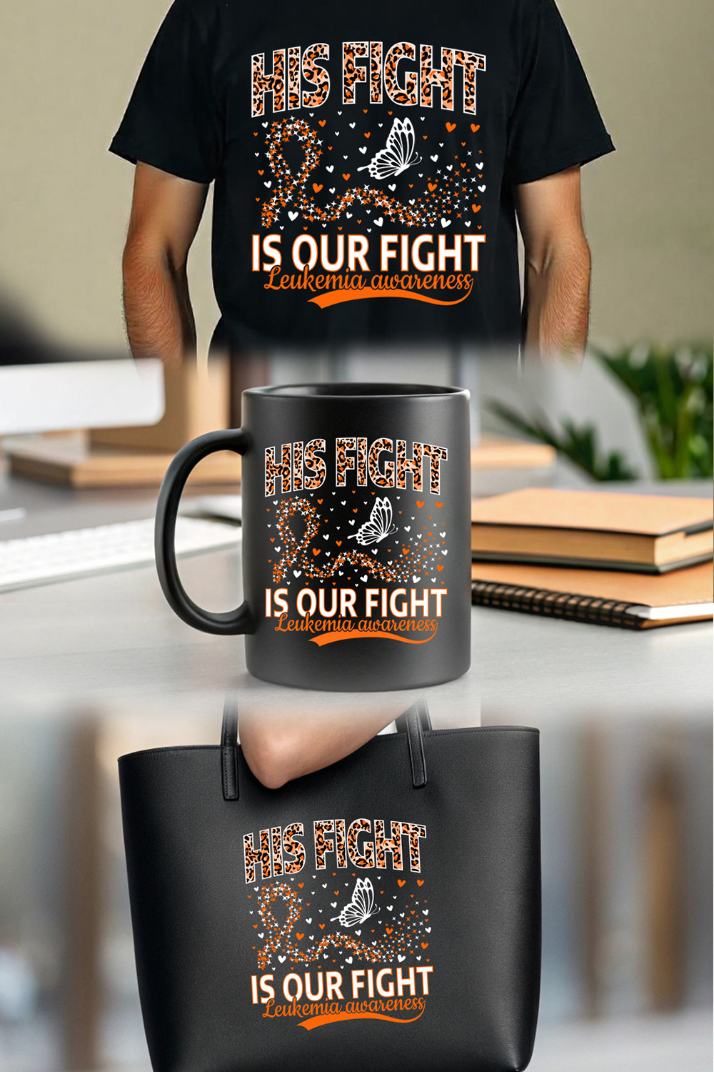 his fight is our fight leukemia awareness ribbon with hearts and butterfly design graphic design pinterest preview image.