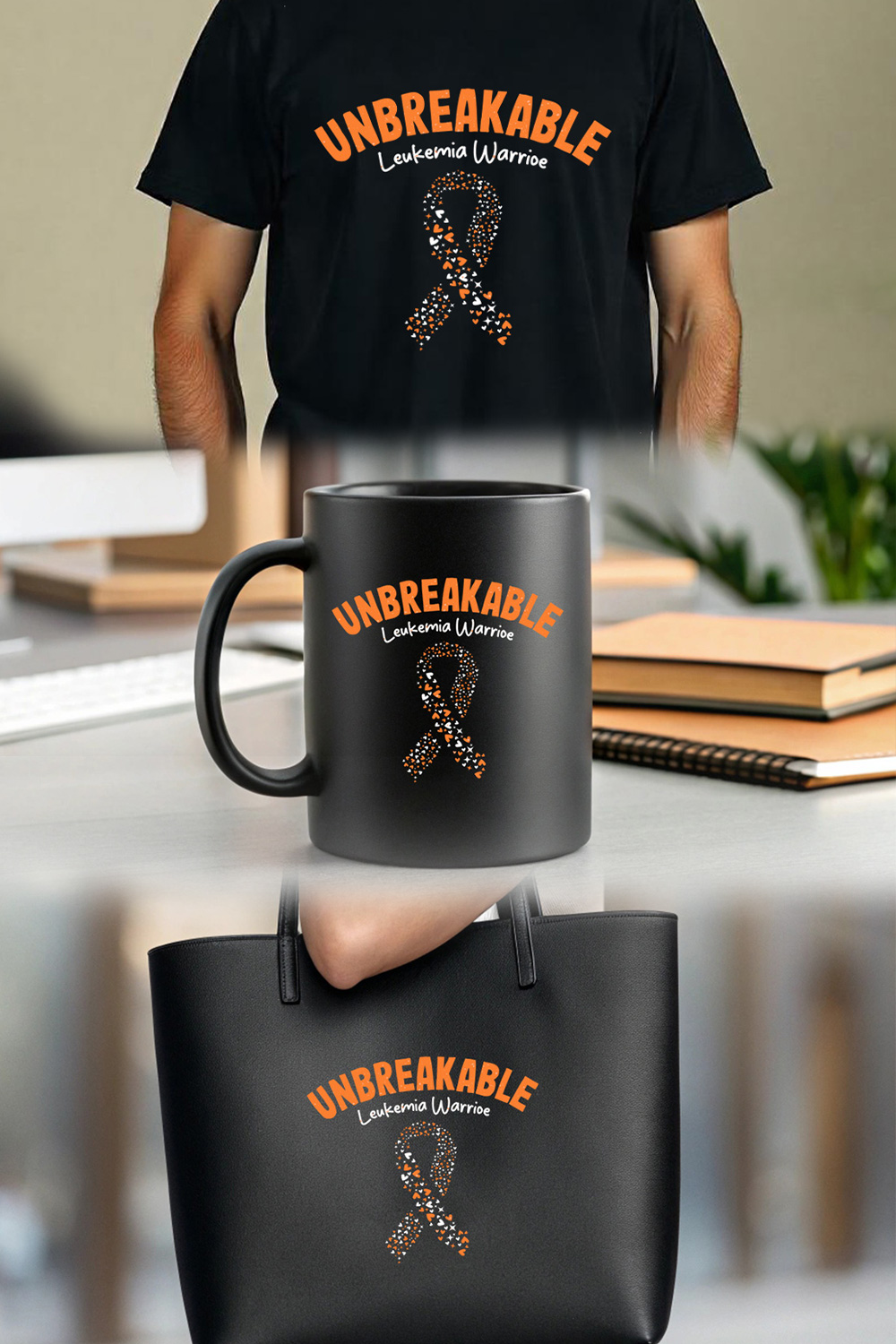 Unbreakable leukemia warrior ribbon with hearts awareness design graphic design pinterest preview image.