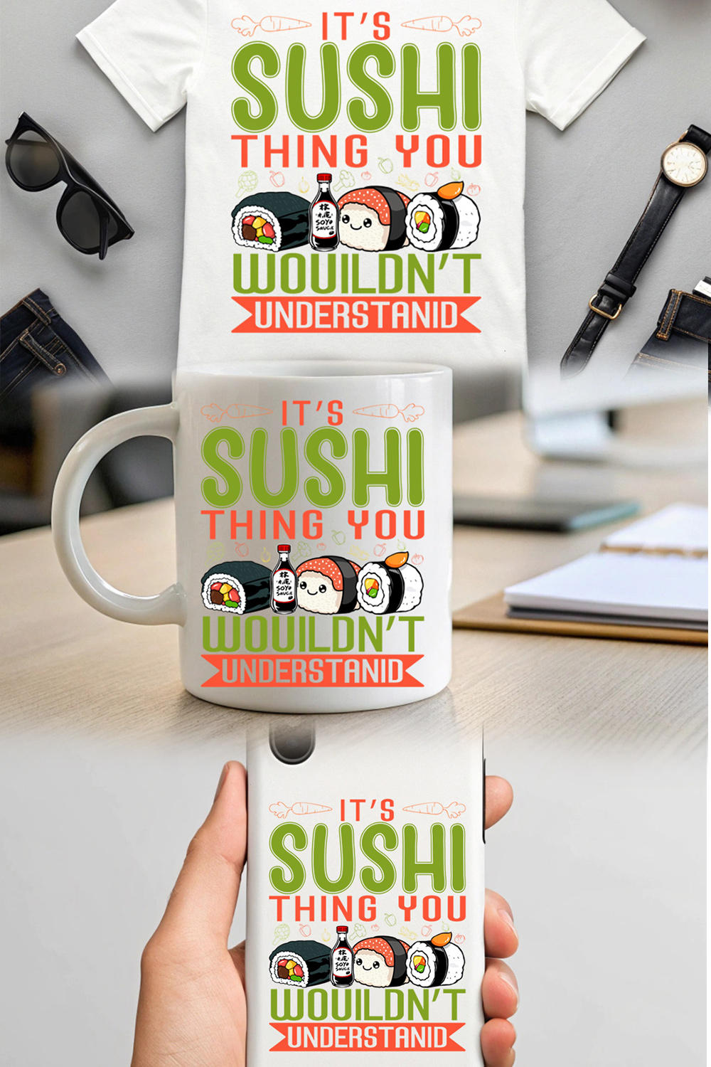 cute sushi lover quote design – it's a sushi thing you wouldn't understand Sushi Graphic Design pinterest preview image.